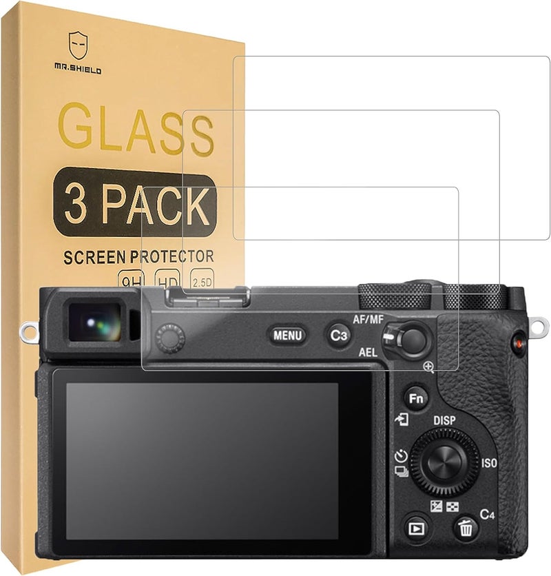 Mr Shield Screen Protector compatible with Sony Alpha A6600 A6100 A6400 A6000 A5000 A6300 NEX-7 NEX-3N NEX-5 NEX-6L [NOT for a6500/a5100] [Tempered Glass] [3-PACK] [Japan Glass with 9H Hardness] - Image 1